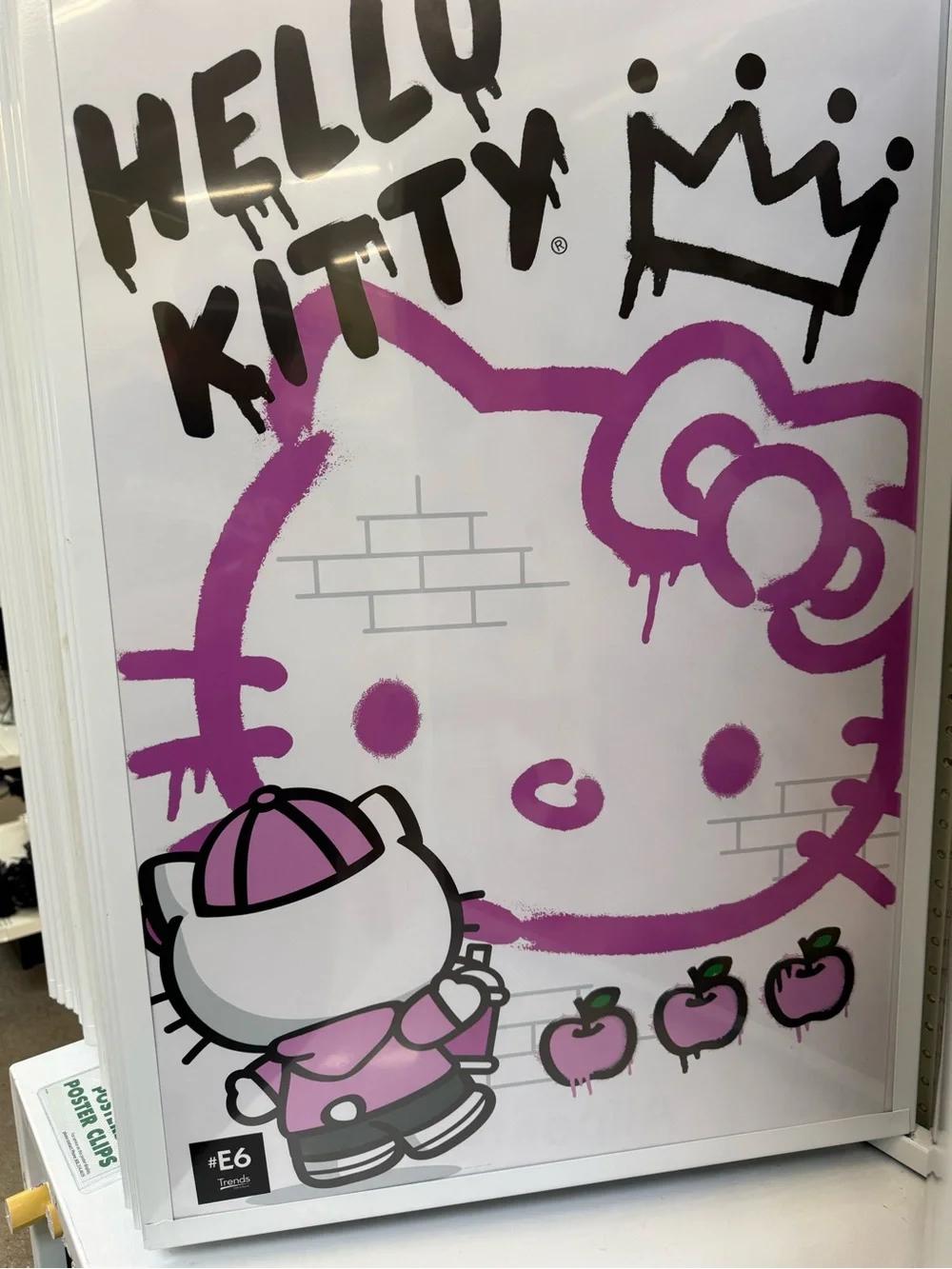 Hello Kitty Pink & Black Street Art Print